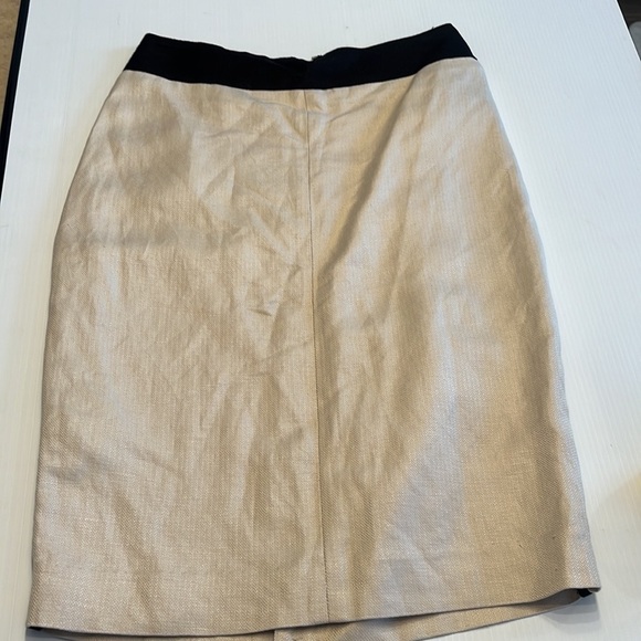 MNG Skirt size 2 Ivory Black Linen Straight Pencil Herringbone Knee Suit - Picture 7 of 7